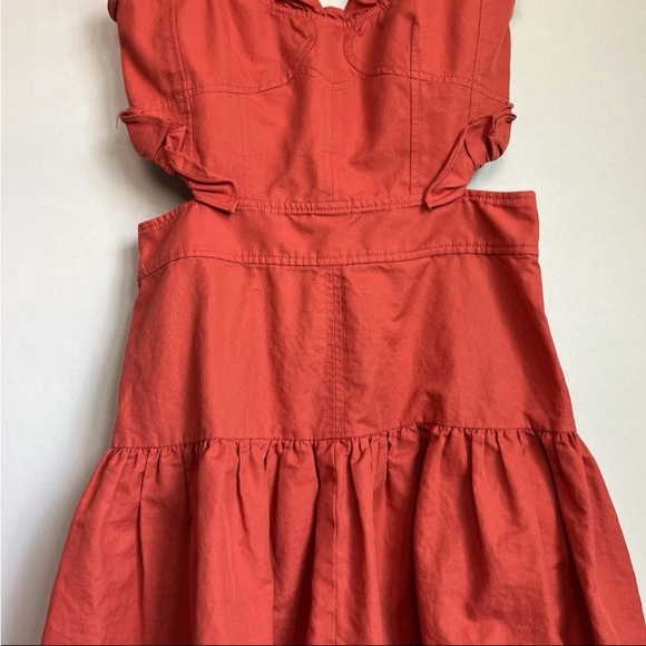 Rebecca Taylor Crisp Cut Womens Dress Sz 4 Cut out Ruffled Linen Blend Babydoll - Picture 14 of 14